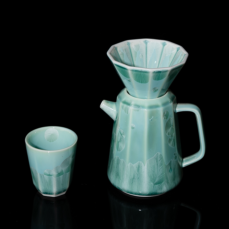 koonan结晶釉工艺陶瓷手冲咖啡壶套装V60滤杯咖啡过滤器分享壶 - 图3
