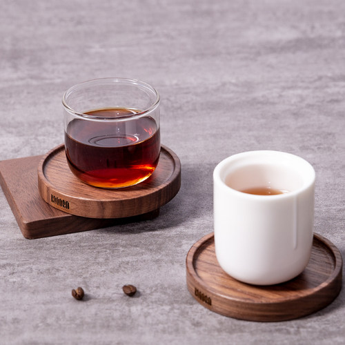 koonan日式胡桃木实木咖啡杯垫木质杯托茶垫家用隔热办公室杯子垫 - 图3