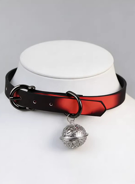 温感变色项圈牵引绳铃铛choker朋克风小狗皮质颈链辣妹氛围感配饰