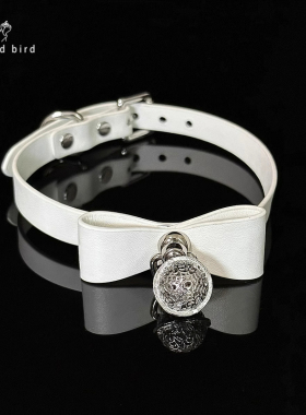 笼中鸟*铃铛项圈choker皮定制女可刻字蝴蝶结项链饰品