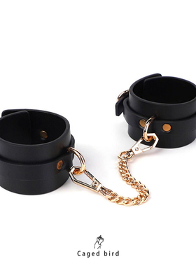 笼中鸟皮质手拷魔术道具cosplay金属链可调节情侣
