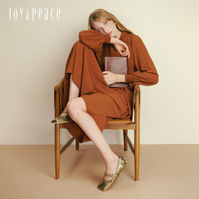 真美诗金箔咖啡2025秋新款羊皮优雅桃心扣方头流苏玛丽珍鞋单鞋女,淘宝优惠券,粉丝福利购,淘宝优惠卷