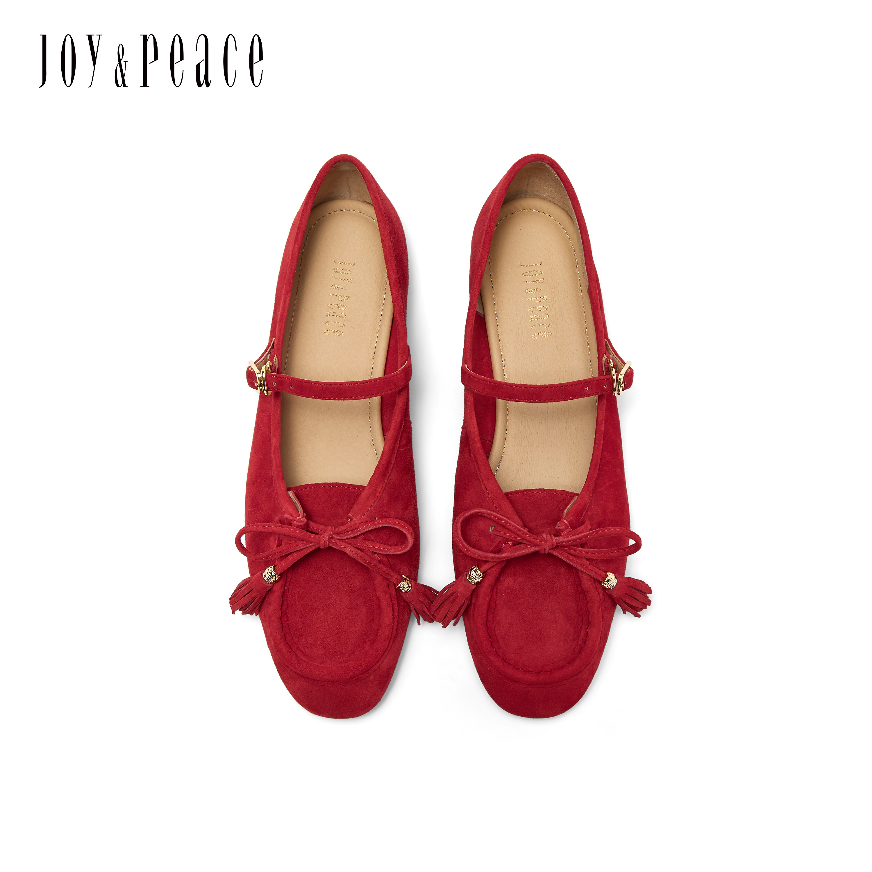 真美诗2026春新款羊皮绒面流苏蝴蝶结平底单鞋玛丽珍鞋女YOK89AQ6,淘宝优惠券,粉丝福利购,淘宝优惠卷