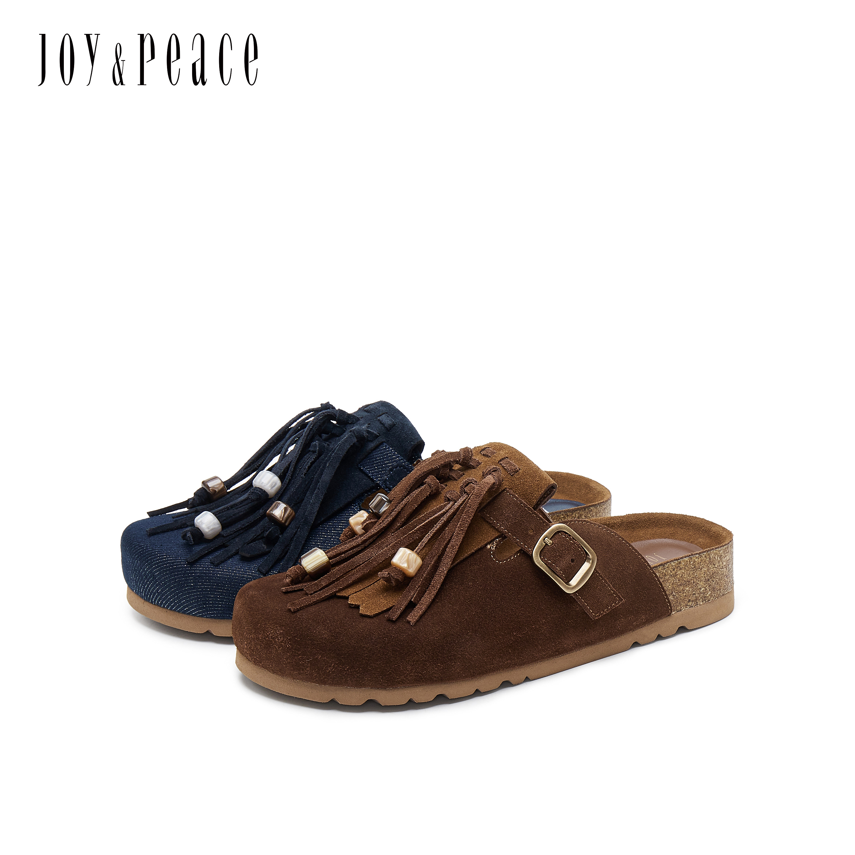 董洁同款真美诗枫糖华夫2025新款游牧风流苏厚底勃肯半拖鞋女 - 图3