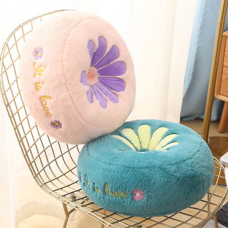 可爱蒲团毛绒坐垫加厚圆形地板垫家用地上榻榻米垫客厅日式窗台垫