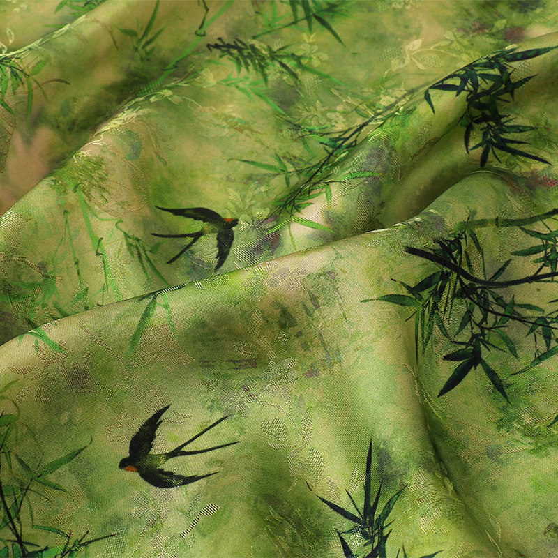 全人丝香云纱印花面料 新中式旗袍连衣裙汉服面料  印花面料现货,淘宝优惠券,粉丝福利购,淘宝优惠卷