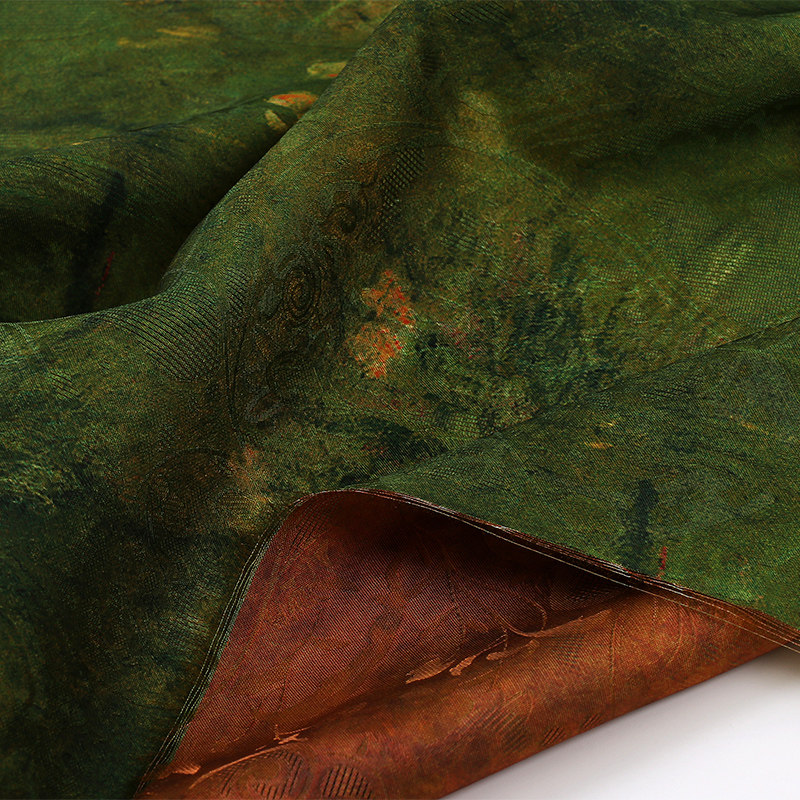 中式美学兰草图人丝浮光锦印花面料  国风女装旗袍连衣裙花布,淘宝优惠券,粉丝福利购,淘宝优惠卷