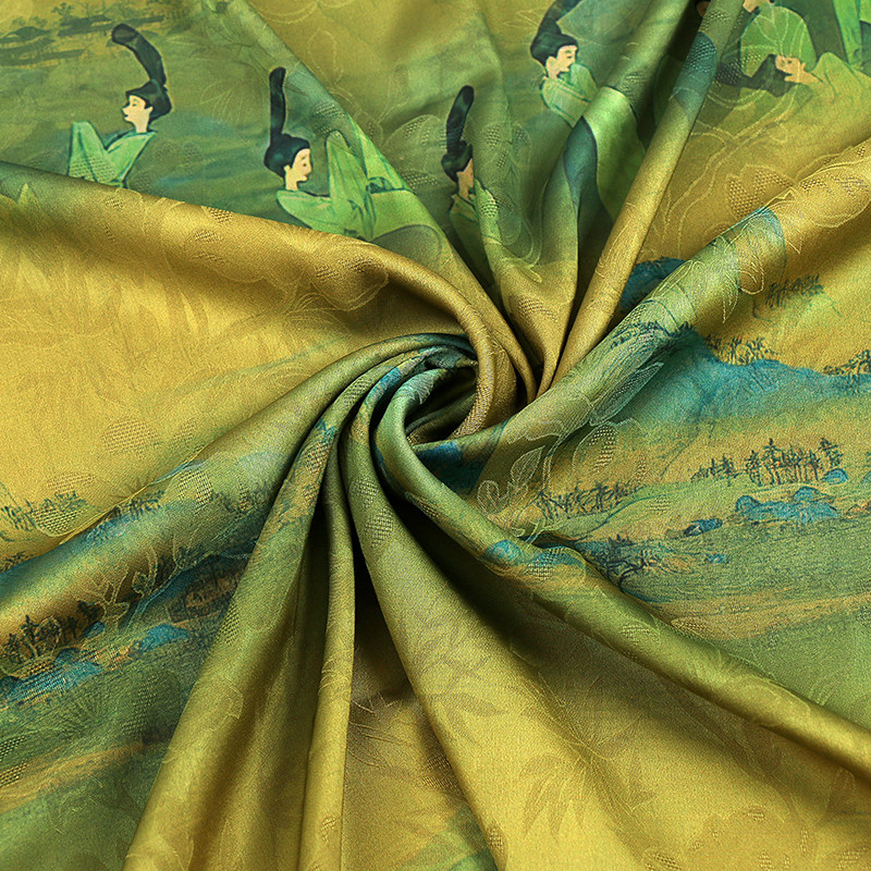 红云纱花萝印花面料 旗袍连衣裙包包手工DIY布料 只此青绿印花布,淘宝优惠券,粉丝福利购,淘宝优惠卷