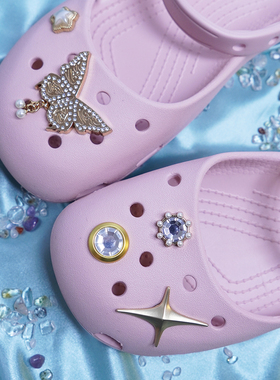 金属鞋花crocs洞洞鞋芭蕾舞鞋