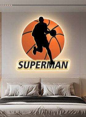 NBA明星科比乔丹篮球灯光装饰画