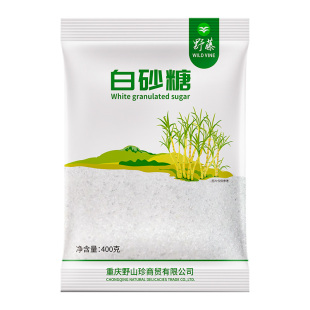 野藤400g广西甘蔗白砂糖一级白糖甘蔗糖冲饮美食调味糖烘焙糕用糖