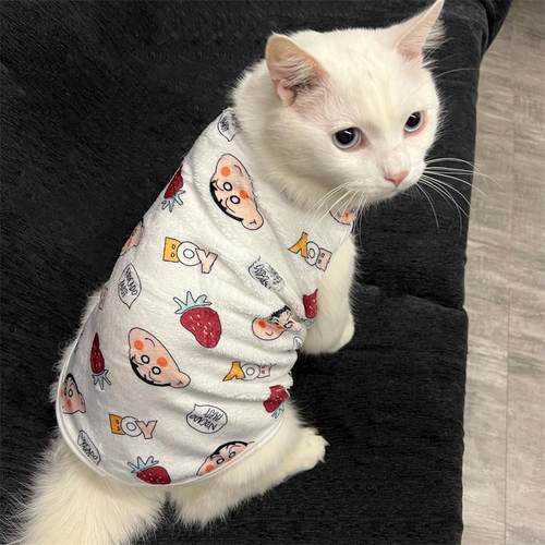 蜡笔小新宠物猫咪衣服冬季保暖加绒可爱卡通防脱不掉毛无袖背心式 - 图2