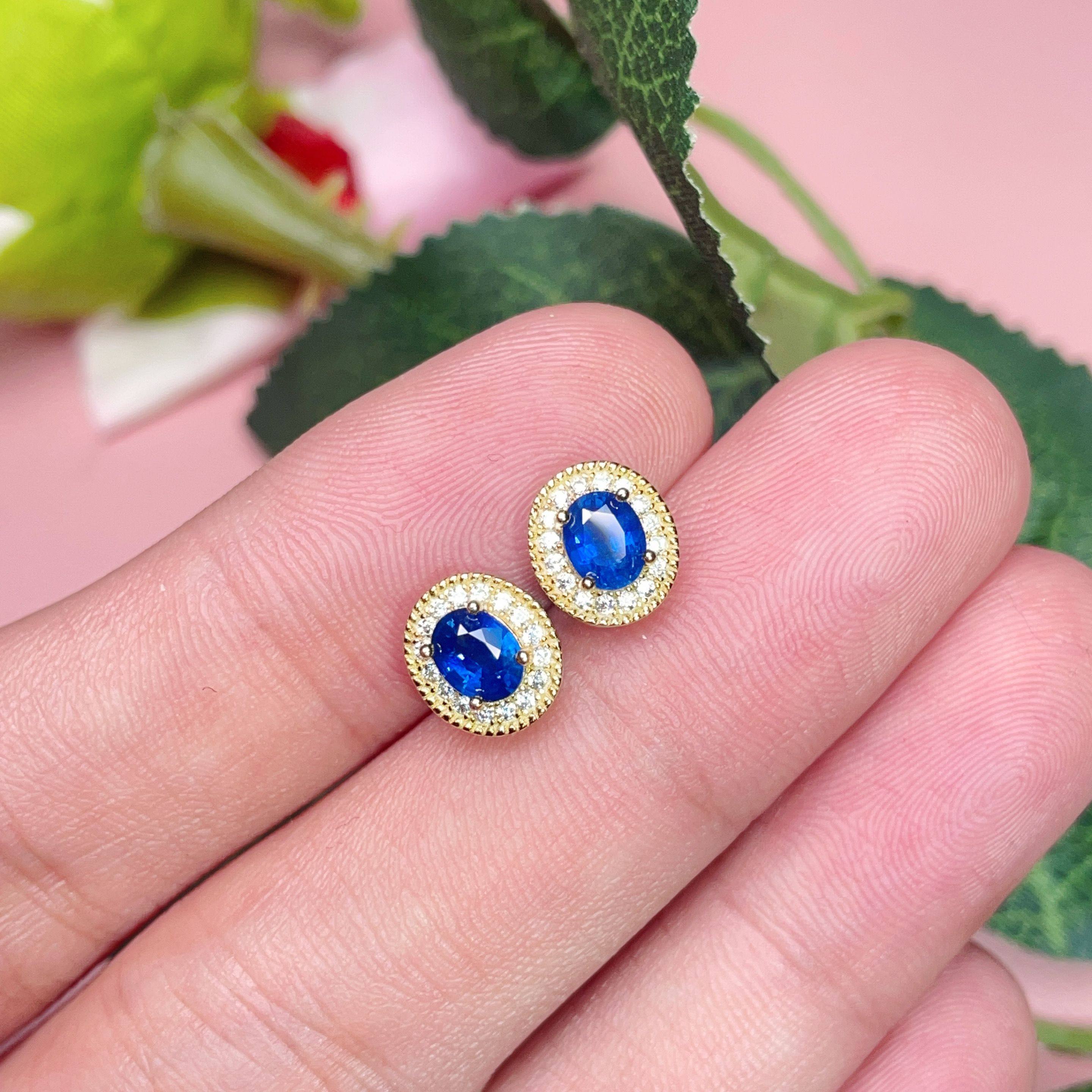 瑞耀珠宝 天然皇家蓝耳钉女925银定制金彩宝精镶嵌轻奢生日送女友,淘宝优惠券,粉丝福利购,淘宝优惠卷