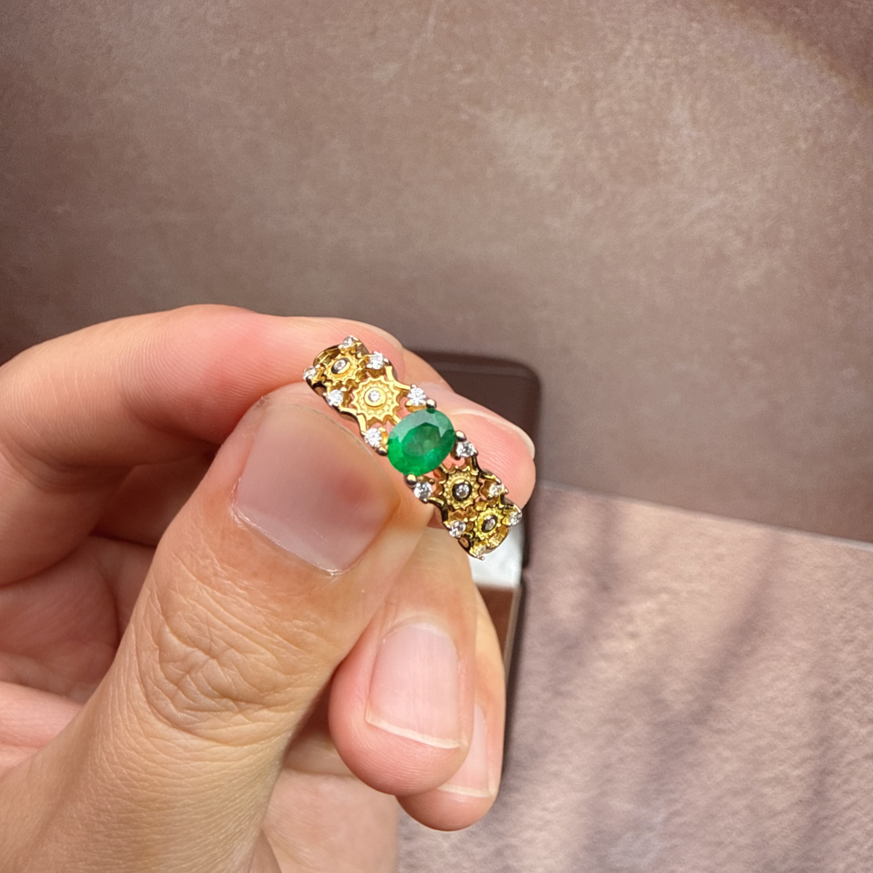 Prosperous natural emerald ring women's rich ring high-end index finger ring partial wealth tail ring 2026 new hot style
