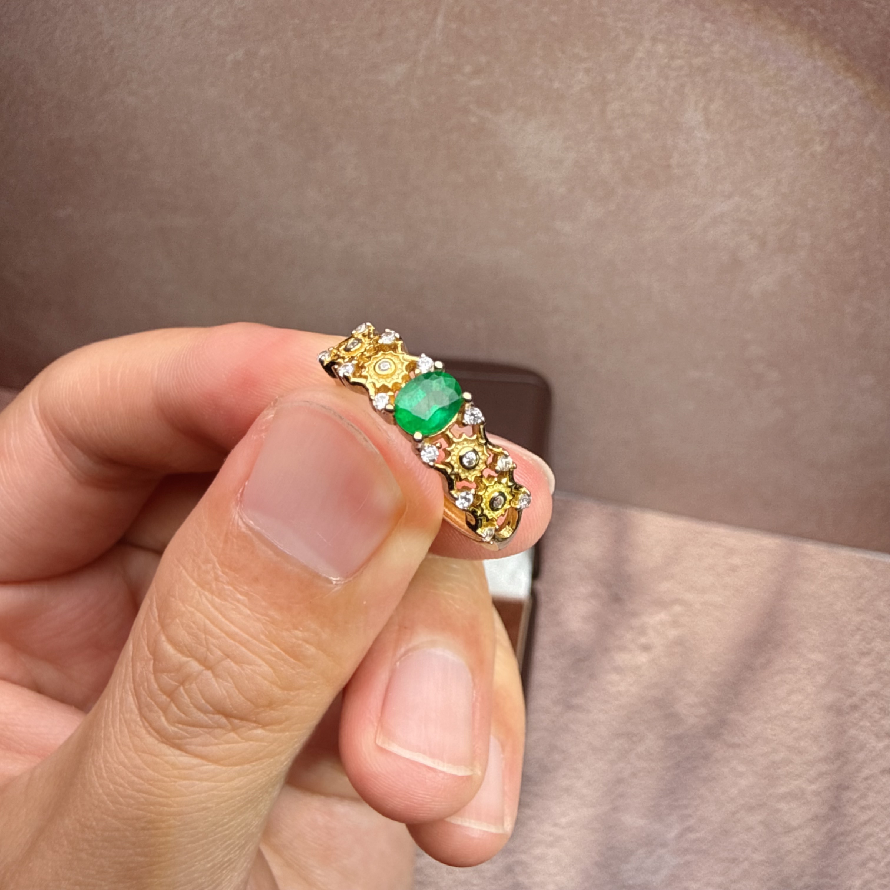 Prosperous natural emerald ring women's rich ring high-end index finger ring partial wealth tail ring 2026 new hot style