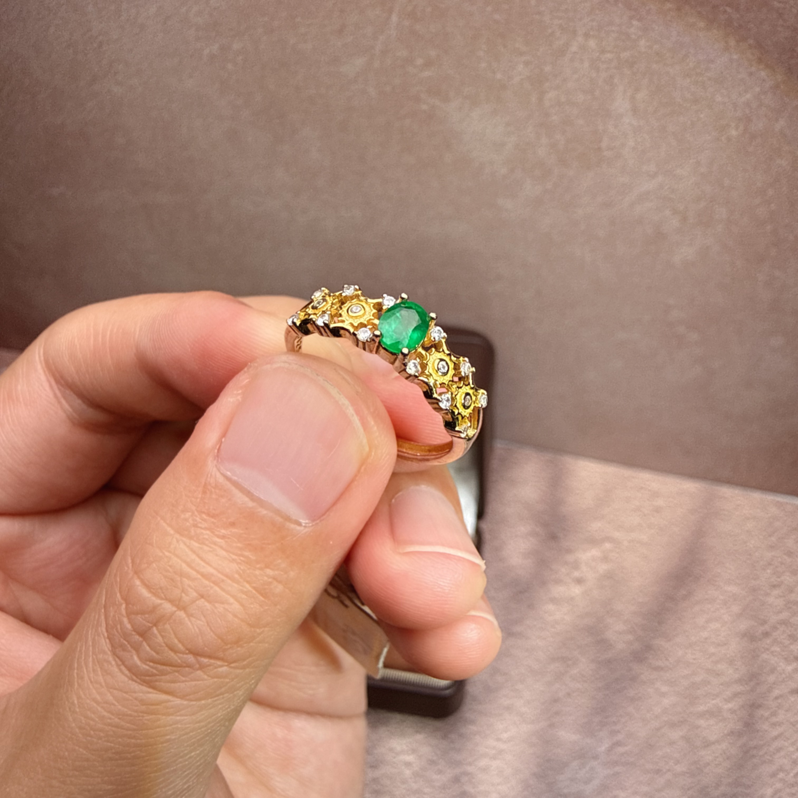 Prosperous natural emerald ring women's rich ring high-end index finger ring partial wealth tail ring 2026 new hot style