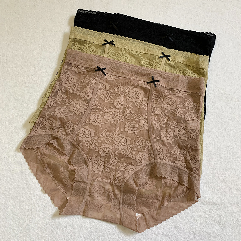 2022秋冬款收腹抗菌性感蕾丝收腹内裤女士高腰舒适包臀无感三角裤 - 图0