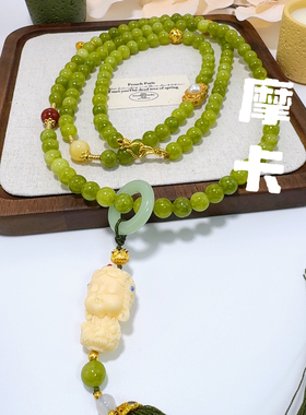 新中式国风手串手链多圈手串手链圆珠项链毛衣链手持斜挎链百搭