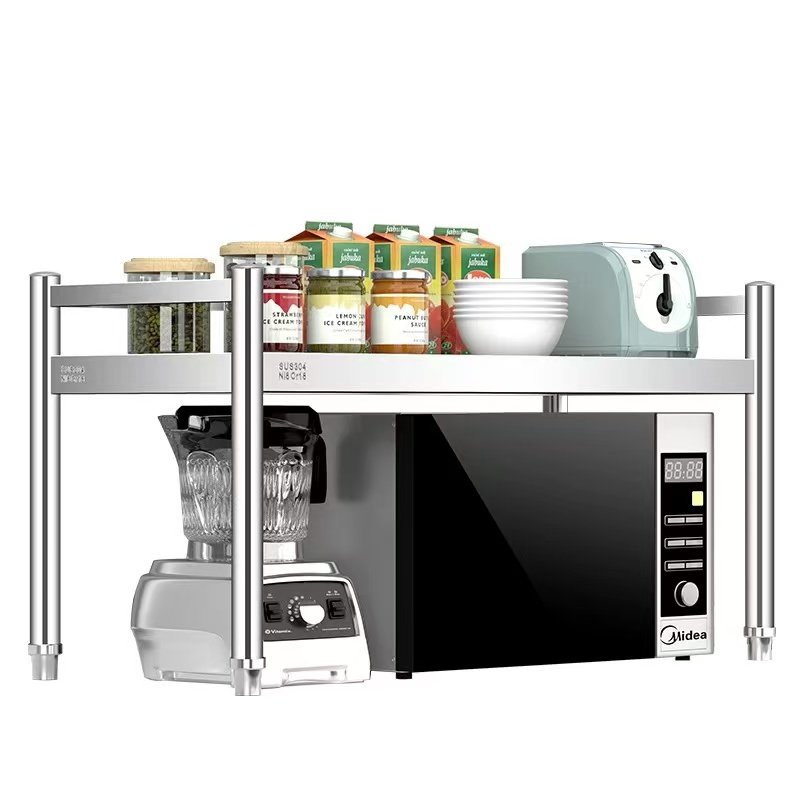 304不锈钢厨房置物架台面收纳架微波炉烤箱架橱柜隔层架子可定制,淘宝优惠券,粉丝福利购,淘宝优惠卷