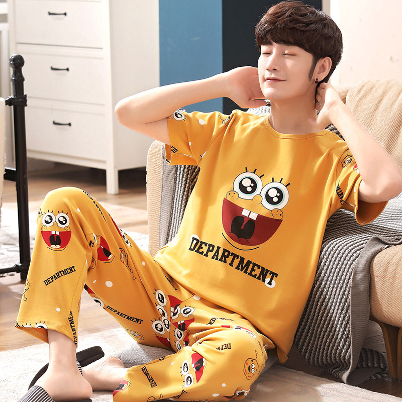 夏季纯棉短袖长裤青少年大学生睡衣 绮秀芬睡衣/家居服套装