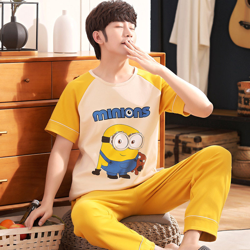 夏季纯棉短袖长裤青少年大学生睡衣 绮秀芬睡衣/家居服套装