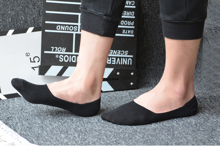 袜子男士豆豆袜夏季薄船祙纯棉浅口防滑全隐形袜套黑白色防臭男祙 - 图1