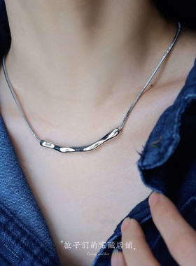 韩国金属不规则几何褶皱项链女春夏小众设计锁骨链ins冷淡脖颈链