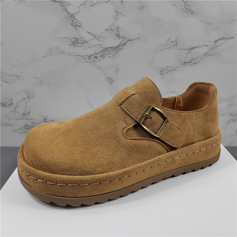 品牌撤柜磨砂牛皮厚底勃肯鞋女2025秋冬新款复古搭扣一脚蹬单鞋潮,淘宝优惠券,粉丝福利购,淘宝优惠卷