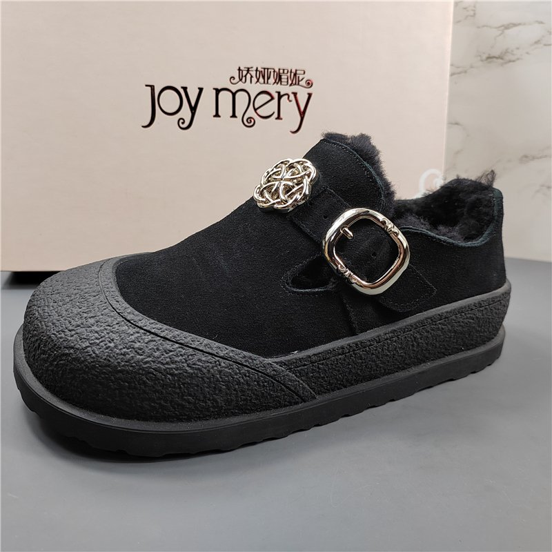 专柜正品真皮软底勃肯鞋女2025秋冬新款加绒保暖棉鞋厚底雪地靴潮 - 图1