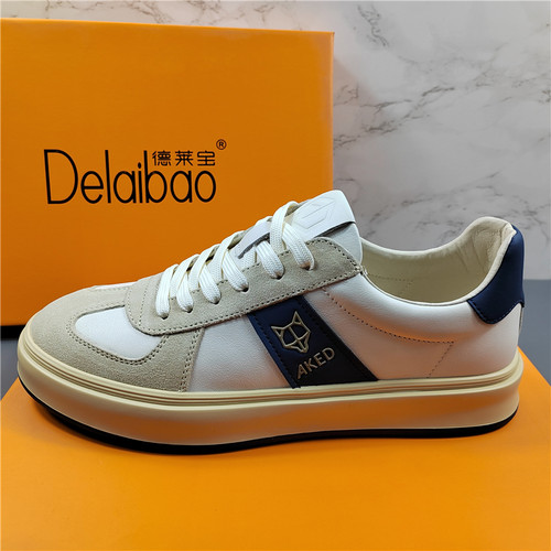 商场撤柜断码头层牛皮德训鞋男2026新款时尚百搭系带运动休闲鞋潮 - 图2