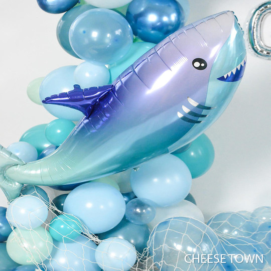 美国进口A牌Anagram鲨鱼铝膜气球海洋大海鱼类超大可飘空生日聚会