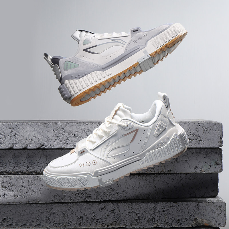 中国李宁男鞋板鞋小白鞋休闲运动鞋春秋透气女鞋白色潮鞋 AGCS075 - 图1