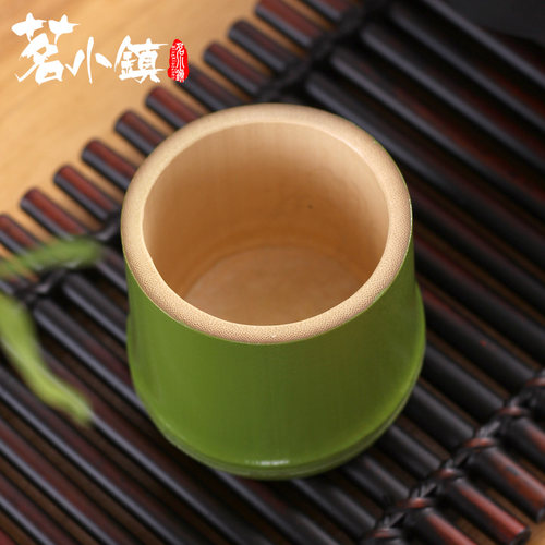 竹杯子水杯田园风天然竹制家用小号日式酒杯复古手工绿色竹筒茶杯 - 图3