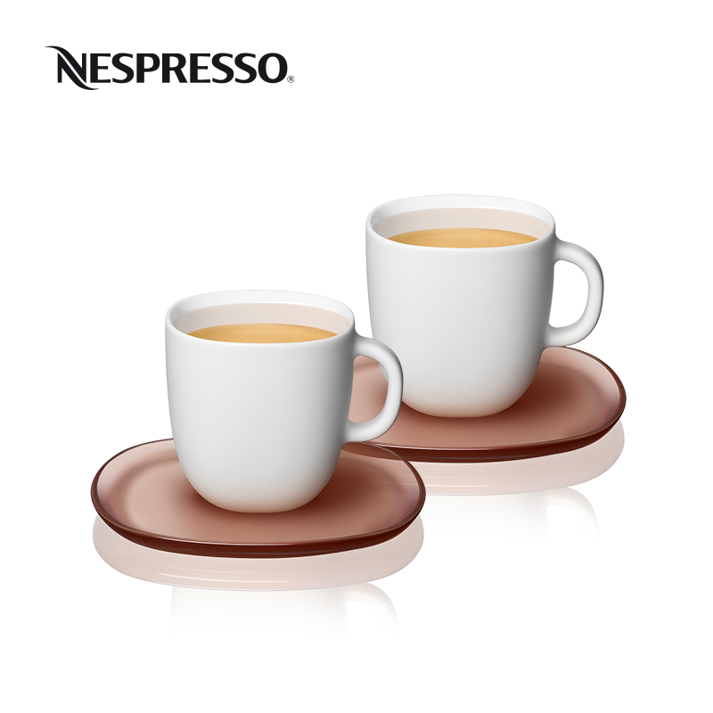 NESPRESSO LUME系列大杯咖啡杯和装饰碟套装陶瓷咖啡杯180ml*2只-图0