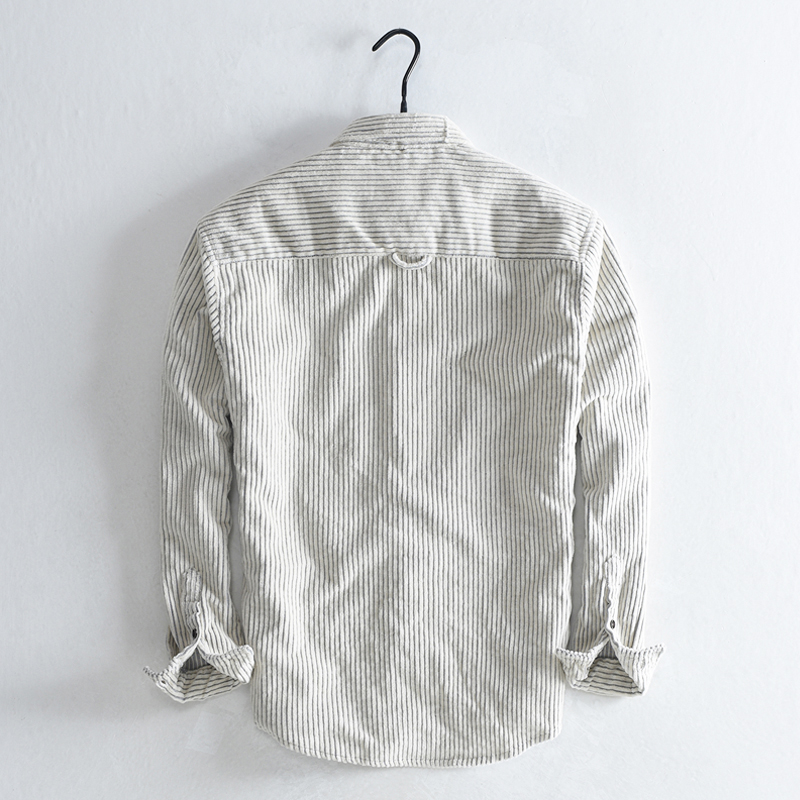 汉絮双色条纹灯芯绒男士微宽松衬衫 汉絮衬衫
