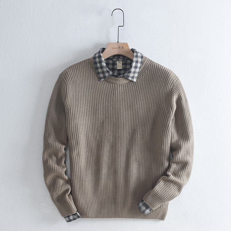 汉絮秋冬季外套男士圆领潮纯棉毛衣 汉絮针织衫/毛衣