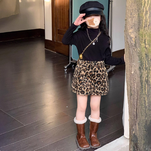 女童半身裙裤秋冬款儿童短款豹纹毛呢裙宝宝休闲韩版磨毛包臀裙潮,淘宝优惠券,粉丝福利购,淘宝优惠卷
