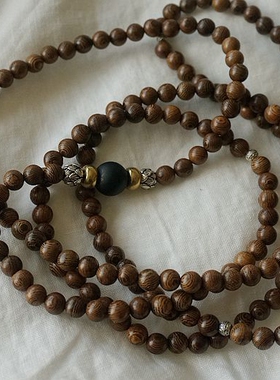 0068私家定制/原创手作复古文艺禅意佛系鸡翅木百搭加长项链挂饰