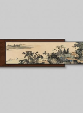 定制别墅客厅沙发背景装饰画新中式酒店餐厅水墨背景墙横幅挂画