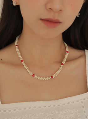 原创设计奶油米珠手工串珠项链