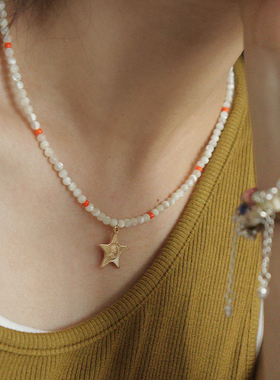 原创女镀金星星吊坠项链