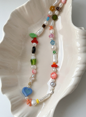 原创小众捷克珠手工串珠珍珠项链