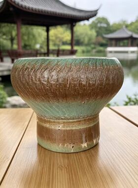 宜兴大高粗陶多肉花盆老桩植物兰花盆陶瓷紫砂盆悬崖老桩玉坠