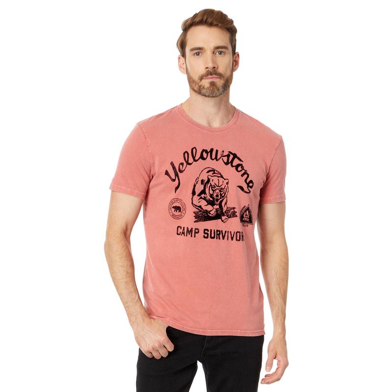 Lucky Brand Yellowstone时尚舒适专柜男子休闲风粉色短袖T恤代购 - 图0