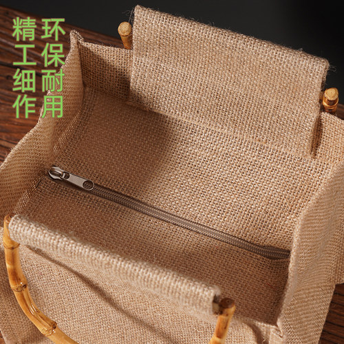 麻布袋定制diy棉麻环保购物袋时尚外出亚麻手提袋防水饭盒便当袋 - 图1