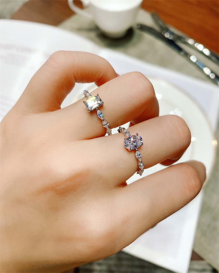 四爪钻戒椭圆蛋形70分戒指女设计小众结婚纯银戒指轻奢个性时尚_虎窝淘