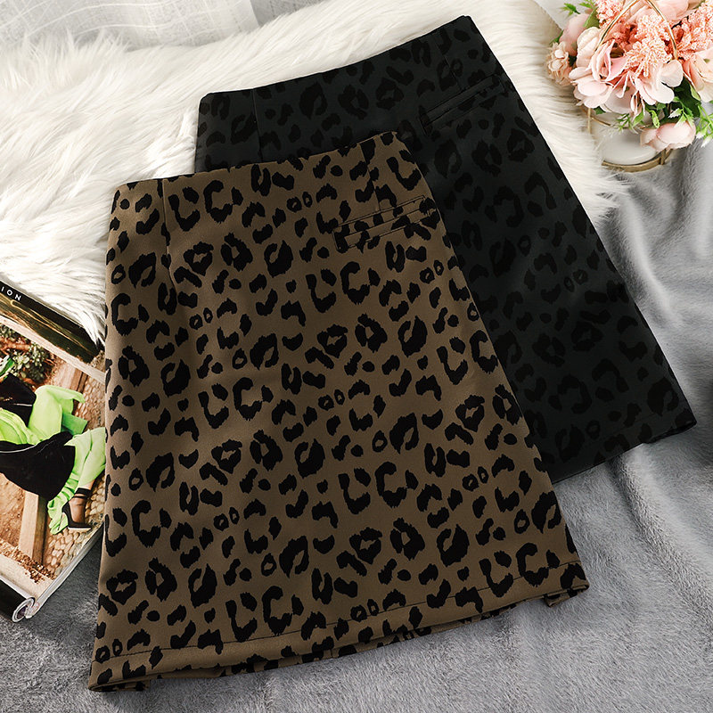 豹纹2020秋季新款复古气质半身裙 花胡猫半身裙