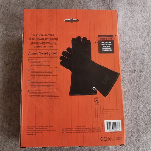 出口库存丹麦白熊BBQ防烫野营生火烧烤耐高温电焊隔热牛皮长手套 - 图0