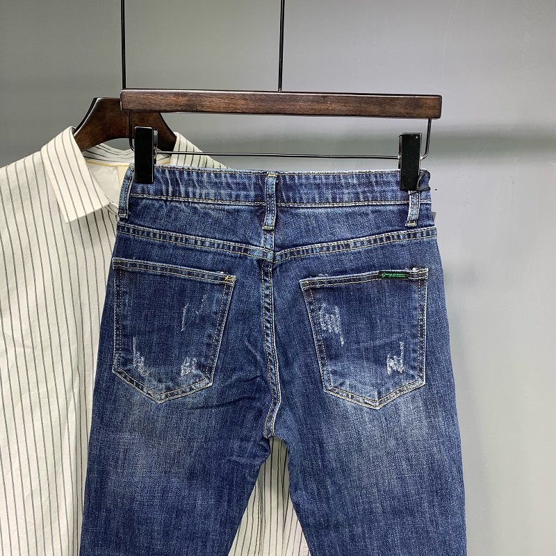 男士牛仔裤男九分裤秋冬新款潮牌蓝色韩版水洗弹力修身小脚长裤子,淘宝优惠券,粉丝福利购,淘宝优惠卷