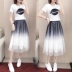Váy mùa hè 2019 của phụ nữ rất được ưa chuộng Pháp váy đầm sequin áo thun lưới váy hai dây phù hợp - Váy eo cao